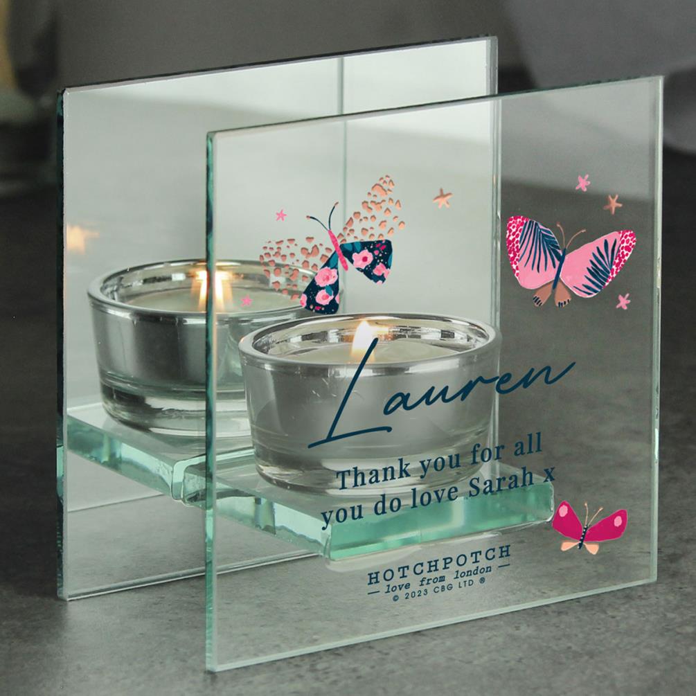 Personalised Hotchpotch Butterfly Mirrored Glass Tea Light Holder Extra Image 1